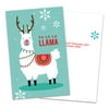 Personalized Holiday Llama Folded All Holiday Greeting Card
