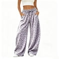 thumbnail image 5 of Women Leopard Sweatpants Baggy Wide Leg Pants Fall Y2K Lounge Sweat Pants with Pockets,Straight Leg, Pull on, Gym,Purple,2XL, 5 of 7