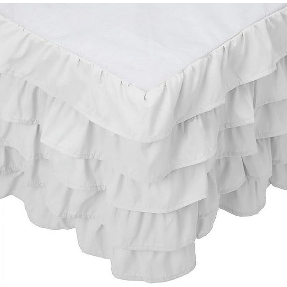 Mocassi Multi-Ruffle Bed Skirt, Wrinkle and Stain Resistant, 1500 Thread Count, 15 inch Drop, Twin, Snowy White