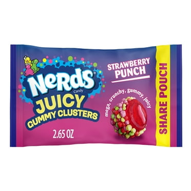 NERDS Juicy Gummy Clusters, Strawberry Punch, Juicy and Gummy Candy, for Snacking and Sharing, 2.65 oz Share Pouch