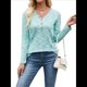 thumbnail image 2 of Blusas de Punto Gofre para Mujer, Camisas de Larga con Cuello en V, Blusas Casuales Elegantes, Conjuntos de Otoño 2025 Verde M, 2 of 9