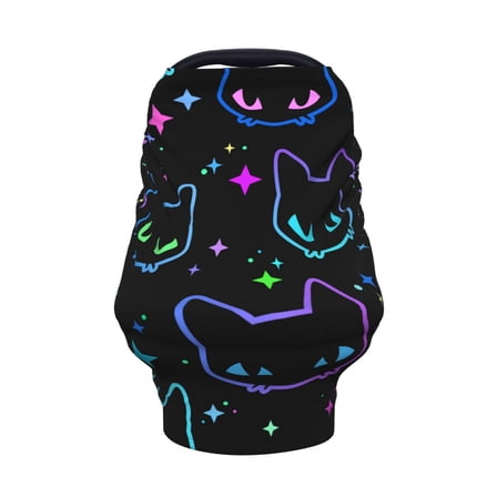 Car Seat Cover For Babies Multi-Purpose Soft Nursing Cover For Breastfeeding Infant Carseat Canopy Stroller Cover For Boys And Girls Colorful Neon Cat