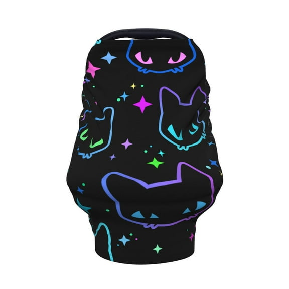 Car Seat Cover For Babies Multi-Purpose Soft Nursing Cover For Breastfeeding Infant Carseat Canopy Stroller Cover For Boys And Girls Colorful Neon Cat