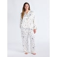 thumbnail image 2 of Joyspun Women’s Stretch Satin Notch Long Sleeve Top and Pant Pajama Set, Sizes XS to 3X, 2 of 5