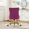 thumbnail image 6 of CQSXDA Modern Velvet Upholstered Tufted Button Office Chair  With Golden Metal Base Adjustable Desk Chair, Purple, 6 of 18