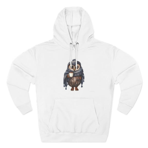 Cozy Owl Fleece Hoodie – White – M