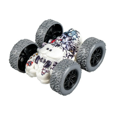 Partheme Novelty Toys 3 Counts Children s Double Sided Stunt Flipping Four Wheel Drive Racing Car Inertance Car Children s Toy Does Not Require Batteries Can Be Pushed By Hand Green Purple White
