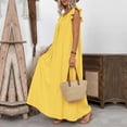 thumbnail image 4 of ClodeEU Women's Round Neck Ruffle Cap Sleeve Maxi Dress, Casual Loose Fit Dress Yellow,Women's Plus XL, 4 of 8