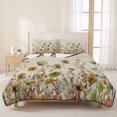 thumbnail image 3 of Twin XL Quilt Set 68''x98'', Sage Green Yellow Spring Floral Bedspread Coverlet with 2 Pillow Shams, Watercolor Botanical Summer Flowers Breathable All Season Quilt Bedding for Dorm/Guest Room, 3 of 9