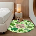 thumbnail image 2 of Happy St. Patrick's Day Round Area Rug 8Ft Washable Large Circle Rugs for Living Room Dorm, Spring Lucky Shamrock Cloud Green Non-Slip Carpet Floor Mats Indoor Outdoor Carpet Runner Home Decor, 2 of 8