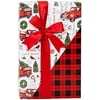 VINTAGE RED TRUCK WITH RED BUFFALO PLAID CHRISTMAS TREE WRAPPING PAPER ROLL, 24" X 20 FT REVERSIBLE GIFT WRAP (PLAID ON BACK)