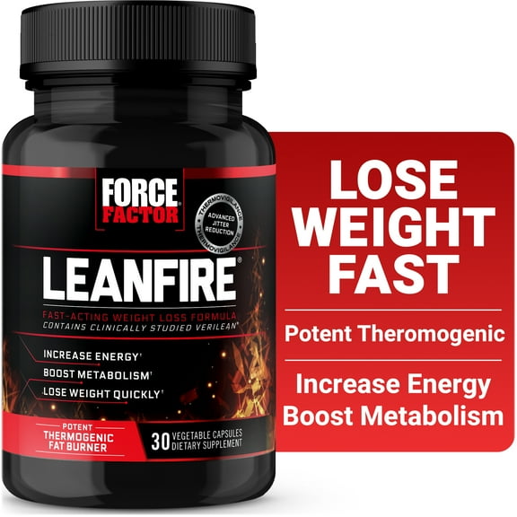 Force Factor LeanFire, Pre Workout Energy Pills with Green Tea Extract & Caffeine for Energy, Metabolism, Weight Loss & Lean Muscle, 30 Capsules