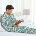 thumbnail image 6 of Saiise Floral Men's Sleepwear Set Lapel Neck Button Down Long Sleeve Top and Pants 2 Piece Pajama Set-Large, 6 of 7