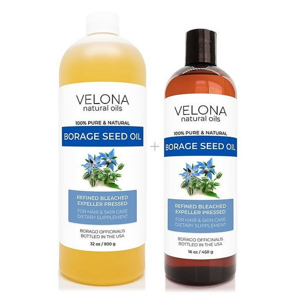 Borage Seed Oil by Velona - 48 oz | 100% Pure and Natural Carrier Oil | Refined, Cold pressed | Skin, Face, Body, Hair Care | Use Today - Enjoy Results