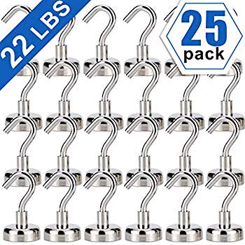 Heavy Duty Magnetic Hooks Strong Neodymium Magnet Hook For Home Kitchen Workplace Office And Garage Hold Up To 22 Pounds 25pack Walmart Com Walmart Com