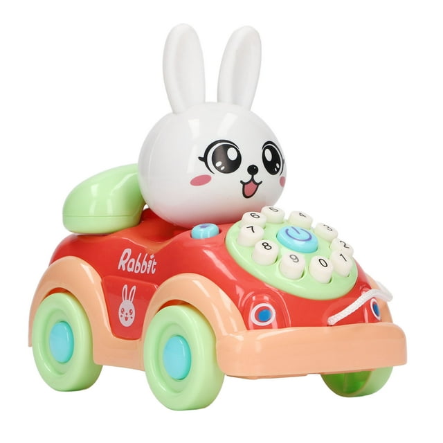 Baby Telephone Car Toy Cartoon Rabbit Toddler Learning Cell Phone Auto Toy for Early Education Green