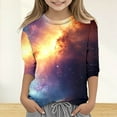 thumbnail image 2 of 6t Girls Clothes Winter Small Long Sleeve Shirt Girls' Seve Quarter Sleeved Star Print T Shirt Top Comfortable With Casual Shirt, 2 of 5