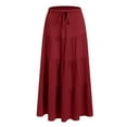 thumbnail image 4 of TTUHYWXI Women's Summer Casual Elegant Smock Layered Tiered Maxi Skirt High Waisted A Line Flowy Long Skirts with Pockets (Red, M), 4 of 6