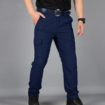 Idoravan Cargo Pants for Men Men Elastic Waist Casual Multi-pocket Sports Trousers Pants Navy L