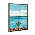 thumbnail image 4 of Stupell Industries Sailboat Rocky Shoreline Nature Painting Gray Floater Framed Art Print Wall Art, 25 x 31, 4 of 10