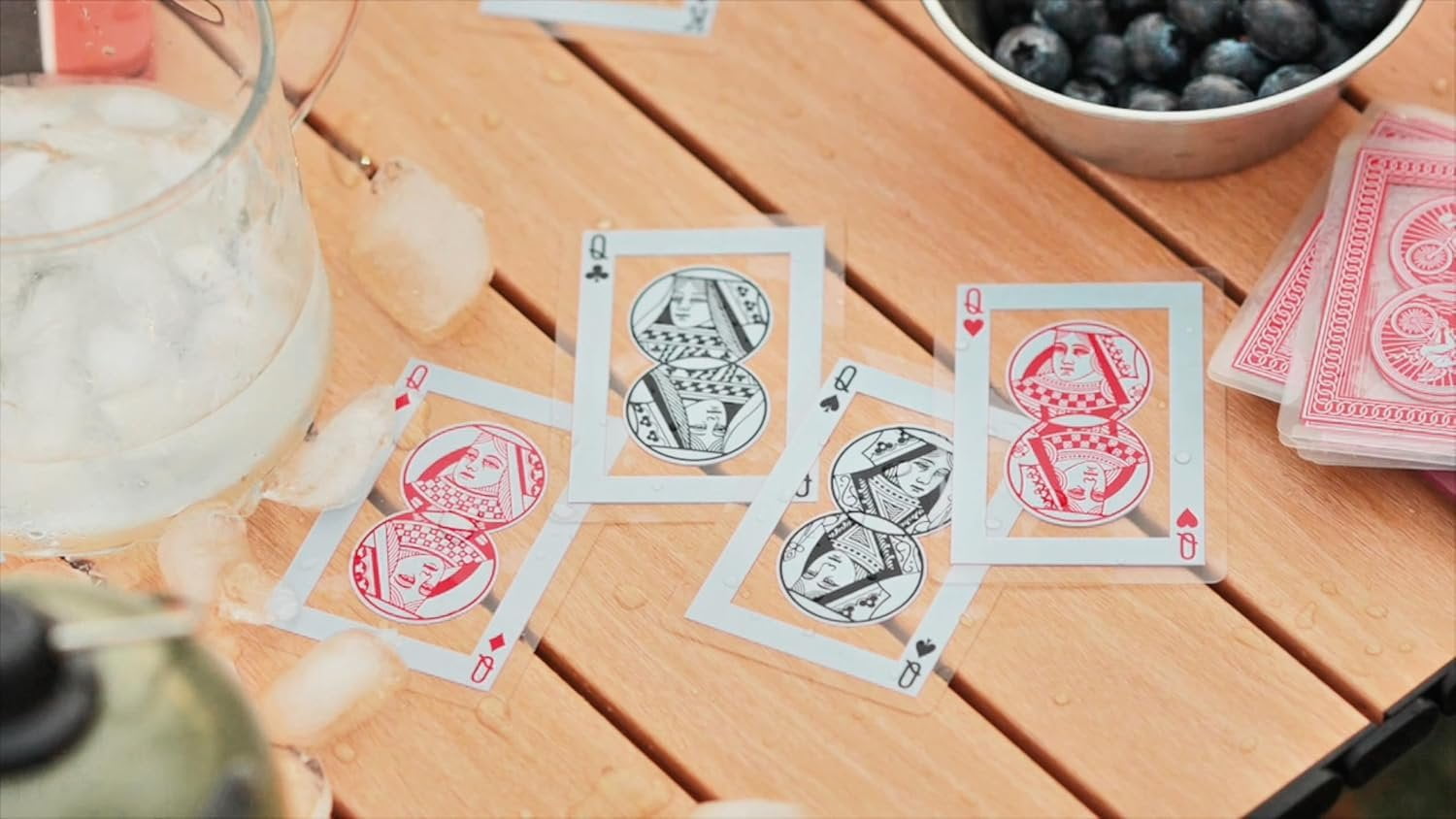 Bicycle Waterproof Clear Playing Cards - 6-Pack of Red Rider Back Plastic Decks, 30% Recycled Material, Rinseable, Perfect for Pool, Beach, Camping & Party Games