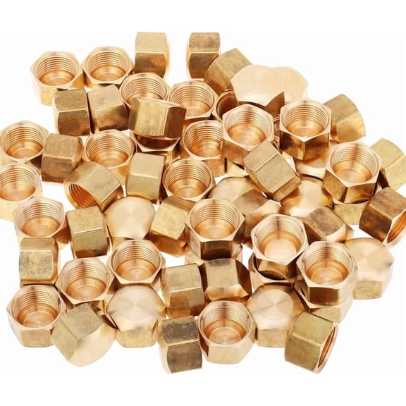 LTWFITTING 3/8" Brass Compression Cap Stop Valve Cap,Brass Compression Fitting(pack of 60)