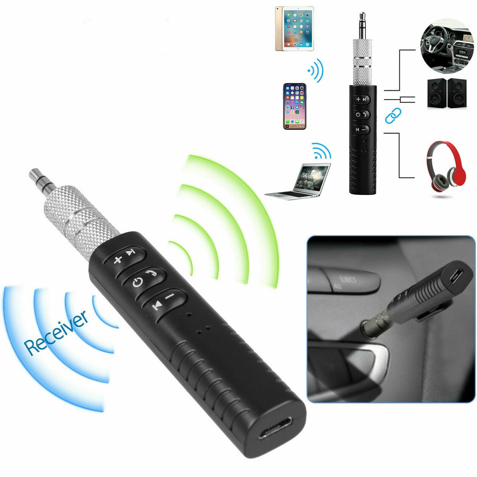 Bluetooth Adapter Receiver,Portable Hands-Free Bluetooth 5.0 Audio Car Kits & Mini 3.5mm AUX Wireless Audio Adapte -
