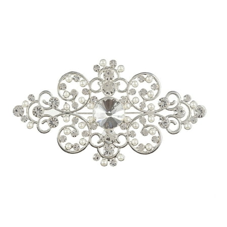 Cultured Pearl Pearl Brooch - Dt Brooch Silver Metal Pearls Rhinestones 1Pc