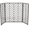 thumbnail image 6 of DecMode 52" x 31" Black Metal Foldable Mesh Netting 3 Panel Geometric Fireplace Screen with Chevron Pattern, 1-Piece, 6 of 6