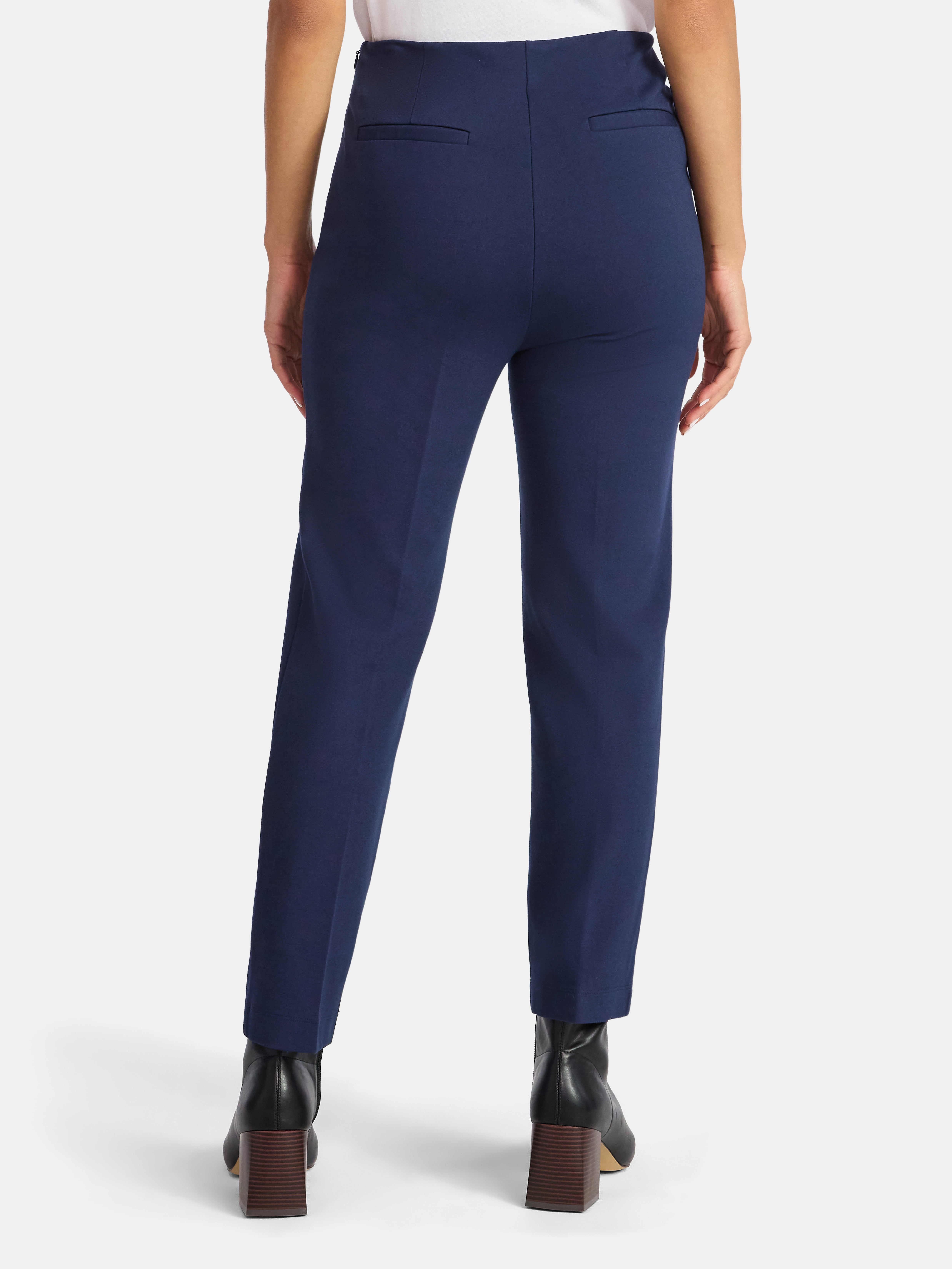 Time and Tru Women's Slim Straight Ponte Knit Dress Pants, 27” Inseam, Sizes XS-XXL