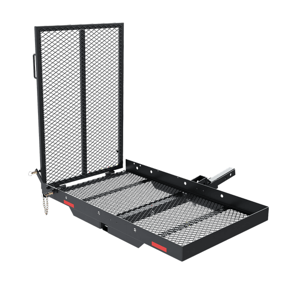 KOJEM Hitch Mount Wheelchair Carrier, Wheelchair Scooter Carrier, Cargo Carrier Rack，Folding Ramp, Hitch Mounted, 500LBS Weight Capacity