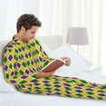 thumbnail image 4 of Wukai Mardi Gras Purple Yellow Plaid Men's Long-Sleeve Pajama Set - Comfortable Sleepwear with Button-Down Shirt and Pants-XX-Large, 4 of 6