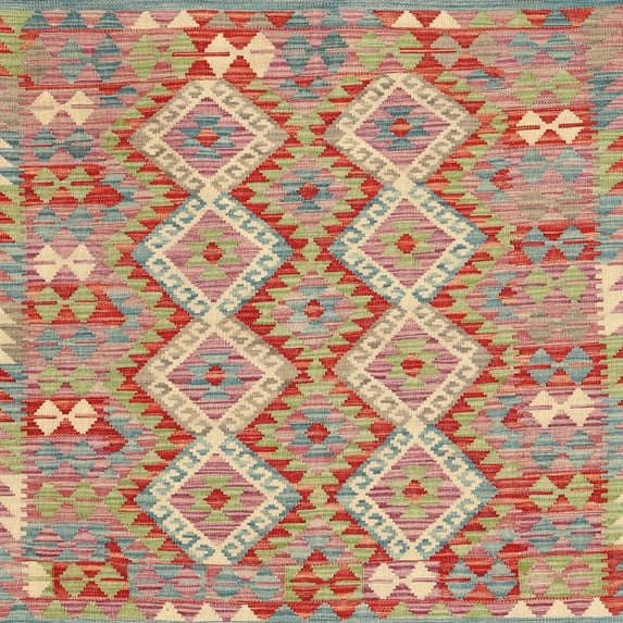 Ahgly Company Indoor Square Contemporary Orange Southwestern Area Rugs, 7' Square