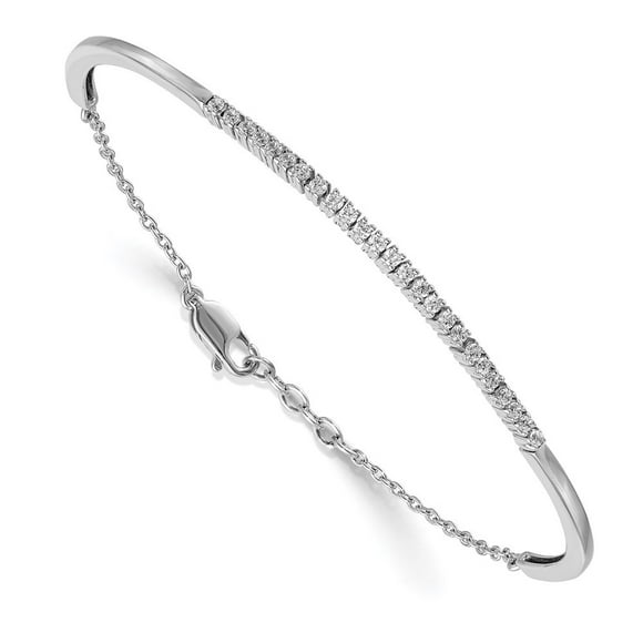 Diamond2Deal 14K White Gold Lab Grown Diamond Bangle Bracelet 7.75inch for Women