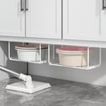 thumbnail image 2 of Nvzi Estante de almacenamiento para lavabo de inodoro de 1 pieza, mueble de baño sin perforaciones, estante de almacenamiento de hierro negro montado en la pared, 2 of 5