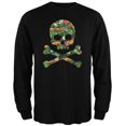 thumbnail image 1 of Skull And Crossbones Christmas Tree Cut Out Black Adult Long Sleeve T-Shirt, 1 of 1
