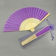 thumbnail image 2 of Mistaha 21CM fan + organza bag multi-color solid color wedding cloth fan bamboo bone silk, 2 of 7