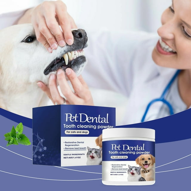 BAOPAI Dog Teeth Whitening Powder - Fresh Breath Oral Care Formula with No-Brush Design for Plaque and Tartar Control, Promotes Healthy Gums