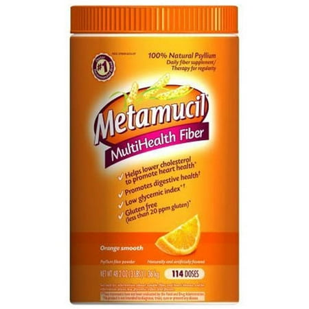 Metamucil Orange 100% Natural Psyllium Powder, 48.2 OZ (Pack of 4)