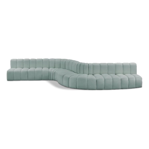 Meridian Furniture Arc Mint Green Vegan Leather Modular Sectional