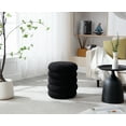 thumbnail image 3 of Guyou Round Storage Ottoman, Upholstered Sherpa Footstool, Small Boucle Vanity Stool, Round Side Coffee Table Padded Seat for Living Room Bedroom Aisle Bedside, Black, 3 of 9