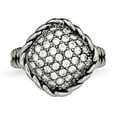 thumbnail image 4 of Stainless Steel Polished and Antiqued CZ Square Ring, 4 of 7
