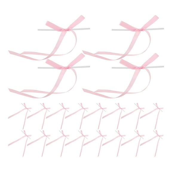 IBASETOY 40Pcs Pink Bow Cupcake Toppers Elegant Design for Bridal Shower Wedding Anniversary Cakes