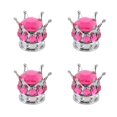 thumbnail image 1 of Lot de 4 capuchons de valve de pneu universels style couronne diamant pour voitures, camions, vélos, rose rouge, 1 of 4