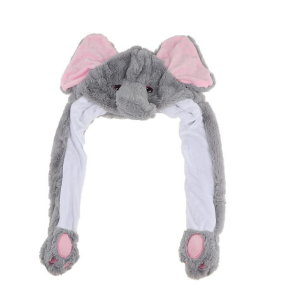 Gorro con movimiento - Gorro de peluche con forma de conejito para mujer adulta Elefante