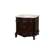 Bellaterra Home 34.6 in. Single sink vanity-wood-walnut-carrara white marble