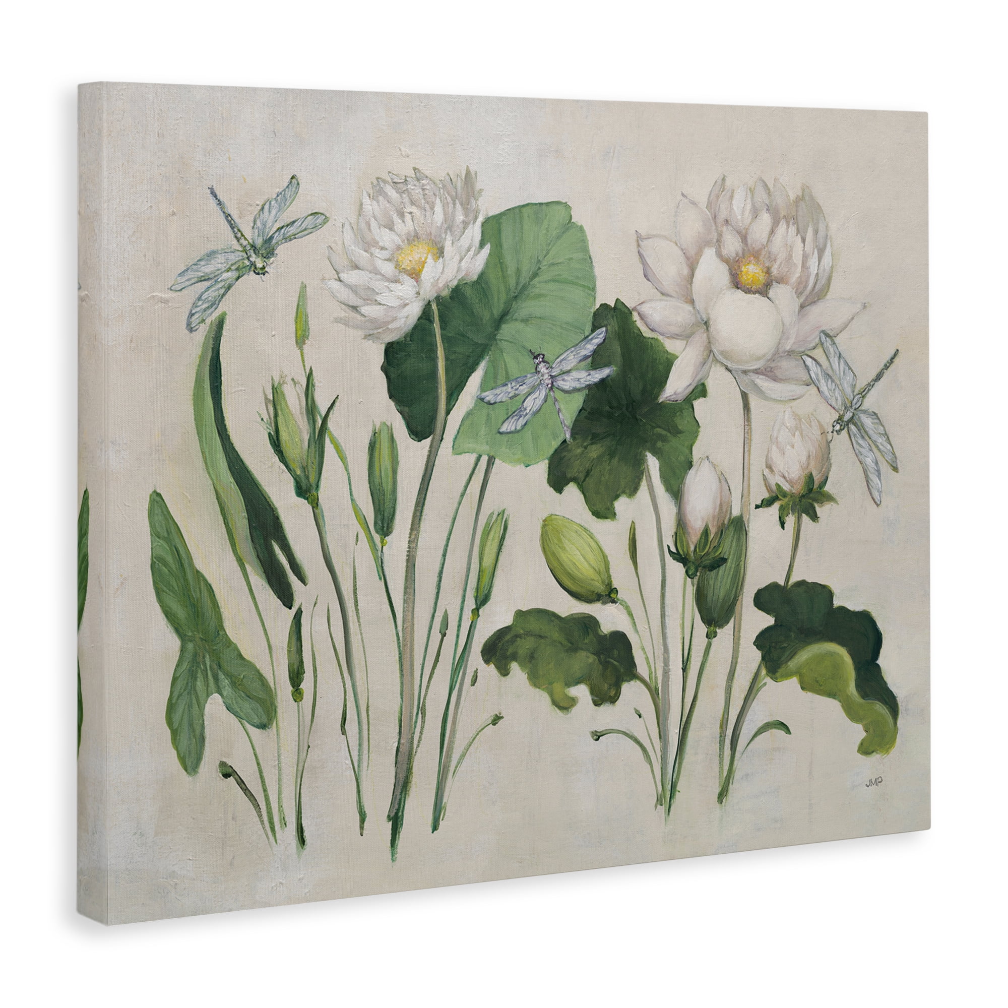 Stupell Industries Tranquil Lilies Vintage Plants & Flowers Painting Wrapped Canvas Art Print Wall Art, 20 x 16