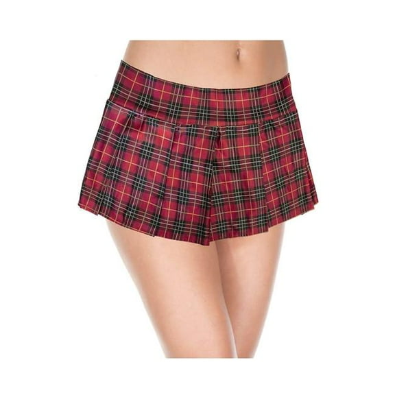 Sky Hosiery 25062-BURGUNDYPLDM-L Plaid Pleated Mini Skirt, Burgundy - Medium & Large