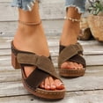 thumbnail image 4 of Wensltd Women's Block Heel Sandals Open Toe Hollow Out Retro Thick Sole Summer Casual Sandals Lightweight Walking, 4 of 8