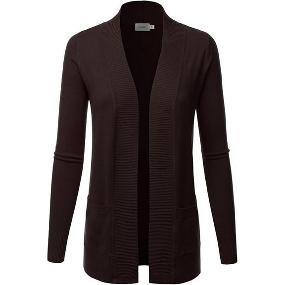 Cielo Women & Plus Open Front Drape Classic Knit Cardigan With Pockets